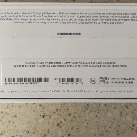 Apple Watch Series 3 38mm Silver Aluminum Fog Sport Band (GPS) Model A18… - Picture 16 of 16